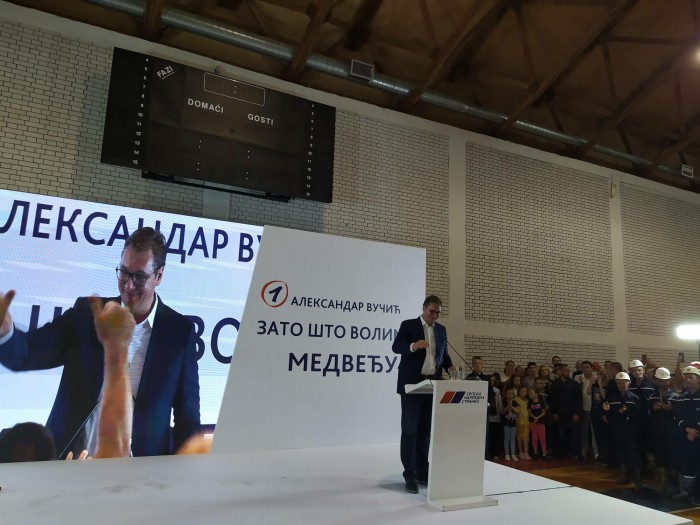 Vučić na predizbornom skupu SNS-a u Medveđi